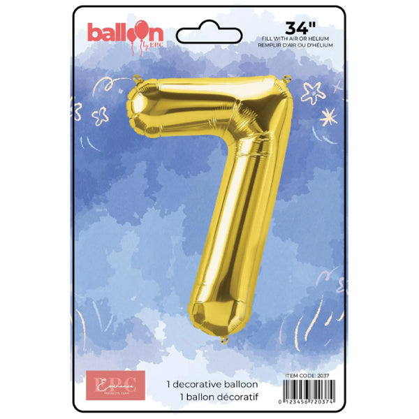 EPC Gold Foil Number 7 Balloon 34IN 1x10 ct