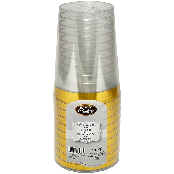 Naturale Clear 10 oz Tumbler W/gold Band 10-Pack