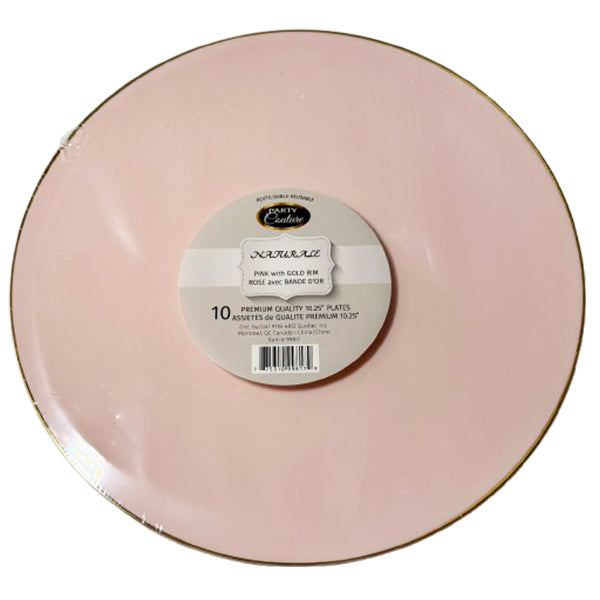 Madison 10.25" Naturale Pink w/ Gold Rim Plates 10-Pack