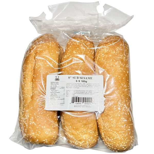 B&a Bakery Sesame Sub Buns 8IN 6 pc