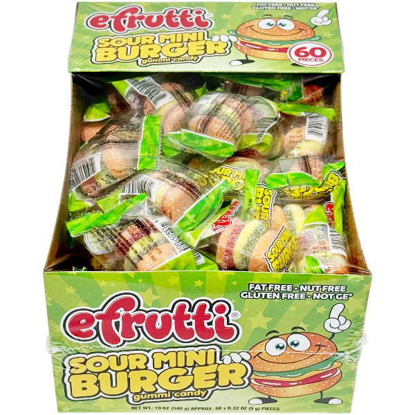 Efrutti Mini Sour Burger Gummi Candy 60 ct