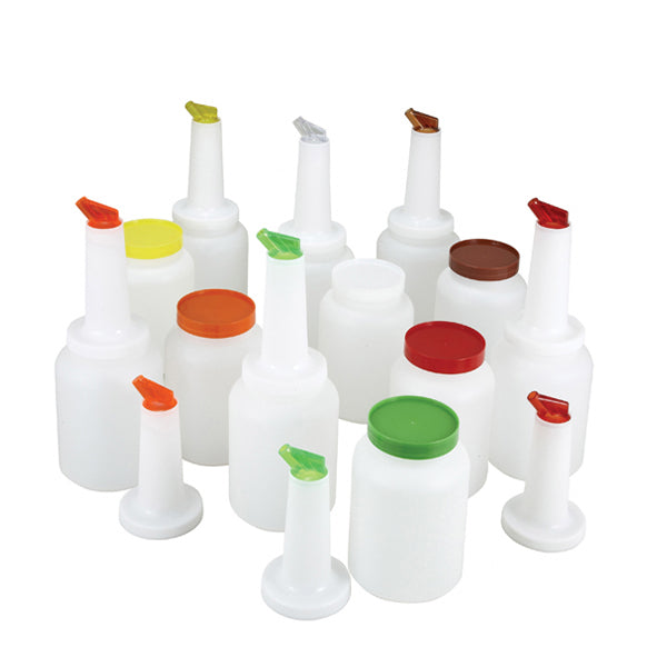 Winco 1qt Liquor/juice Pour Bottle Set, 2 of Each Color