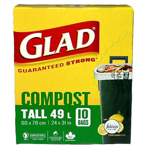 GLAD 49 L Tall Compost Bag w/ Febreze Fresh Lemon Scent