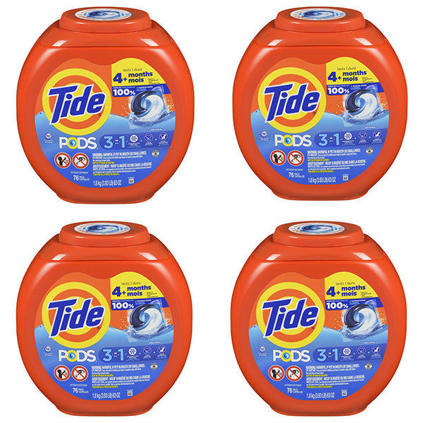 Tide Pods 3 in 1 Original Scent Laundry Detergent 4x76 ct