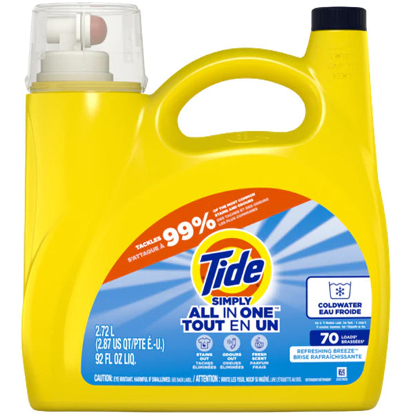 Tide Simply All in One Liquid Detergent Refreshing Breeze 70 Loads 4x2.72 L