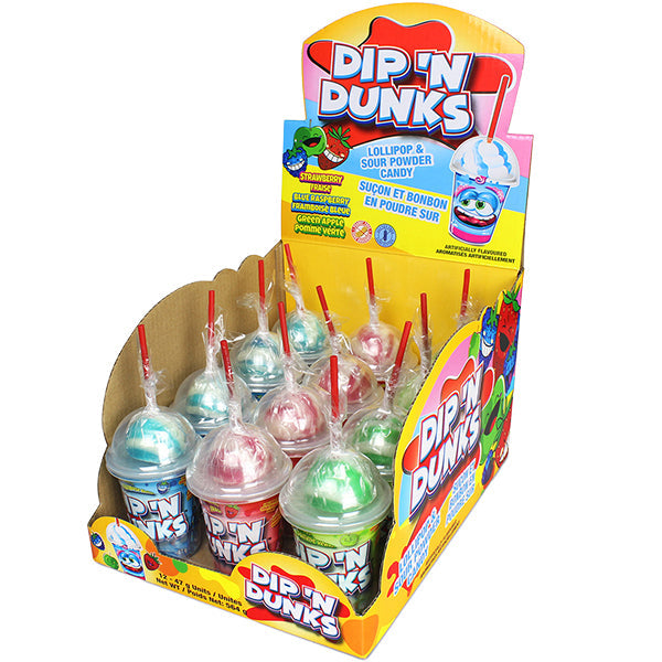 Dip N Dunks Lollipop & Sour Powder Candy 12x47 g