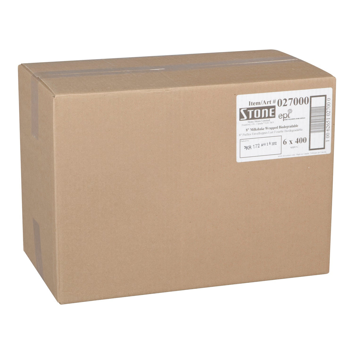 Stone Straw 8in Ms Bio Milkshake Wrapped 400 ct