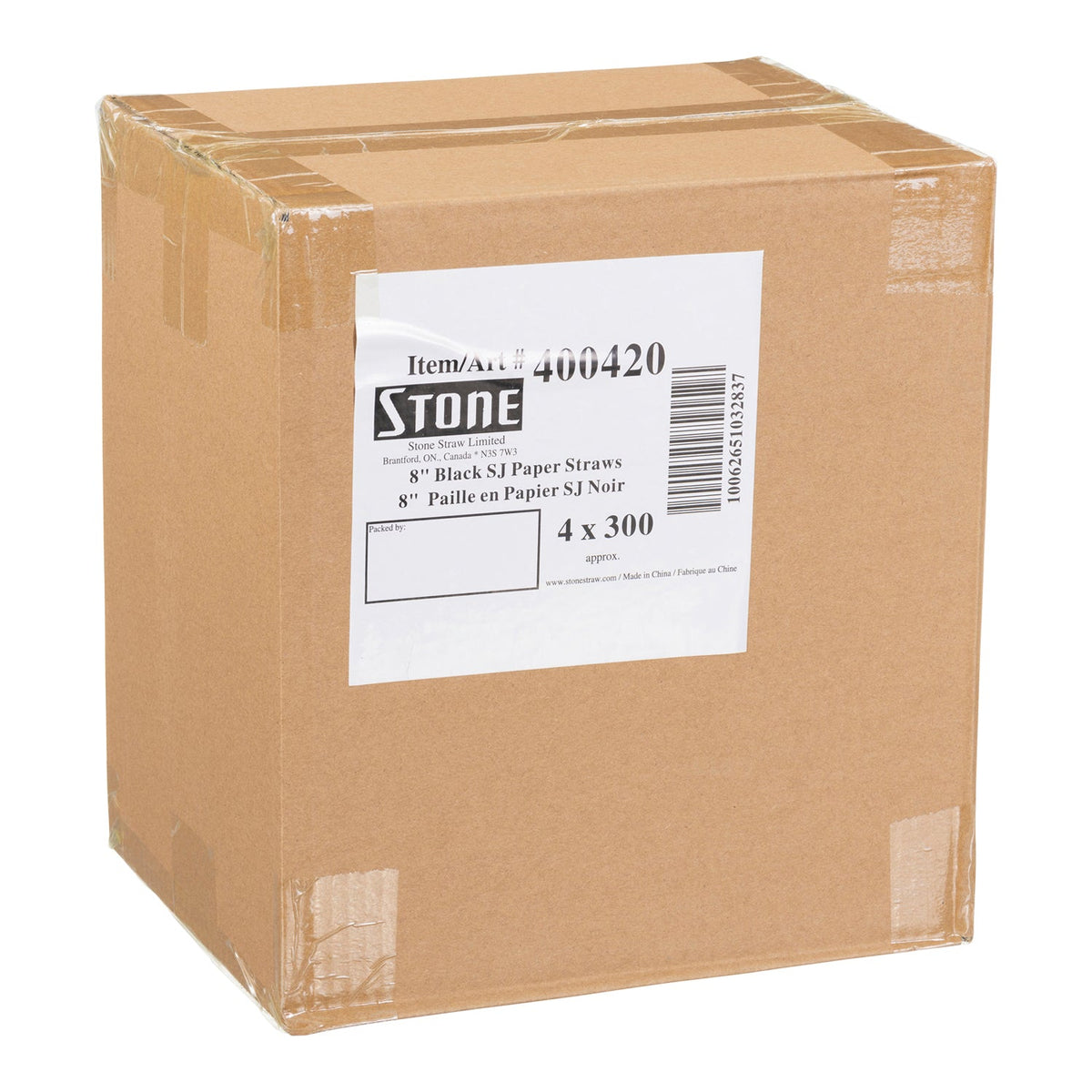 Stonestraw 8" Black Super Jumbo Paper Straw Unwrapped 4x300 ct