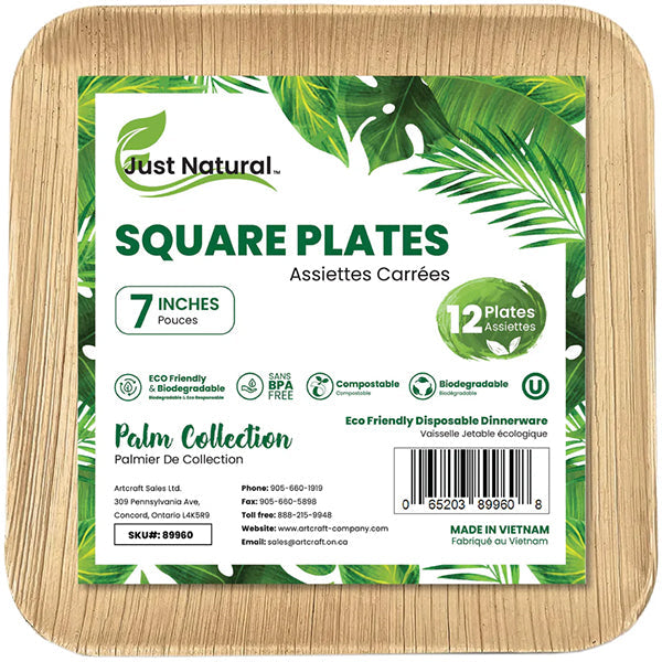 Just Natural 7IN Square Plates 12 ct