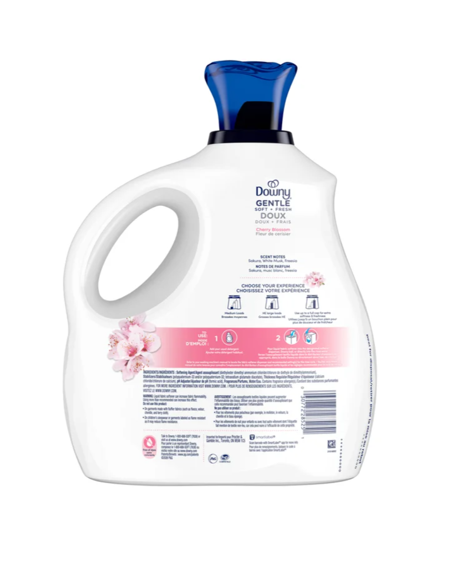 Downy Gentle Soft + Fresh Fabric Softener Liquid, Cherry Blossom Scent, 150 loads