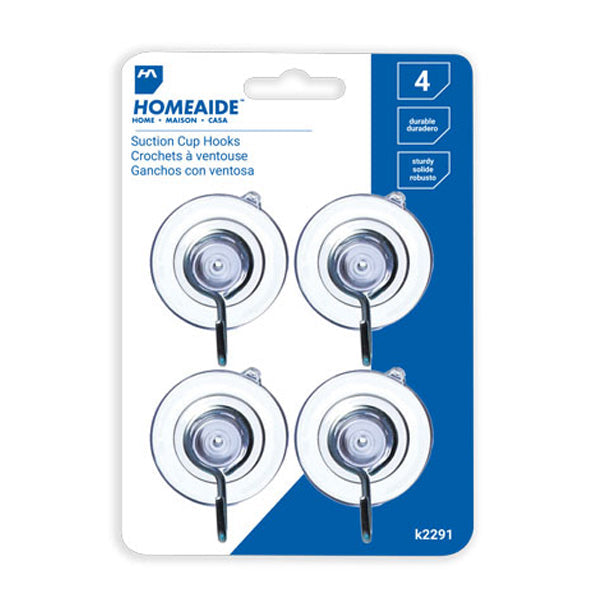 Home-aide 4 Suction Cup Hooks 2in 12x