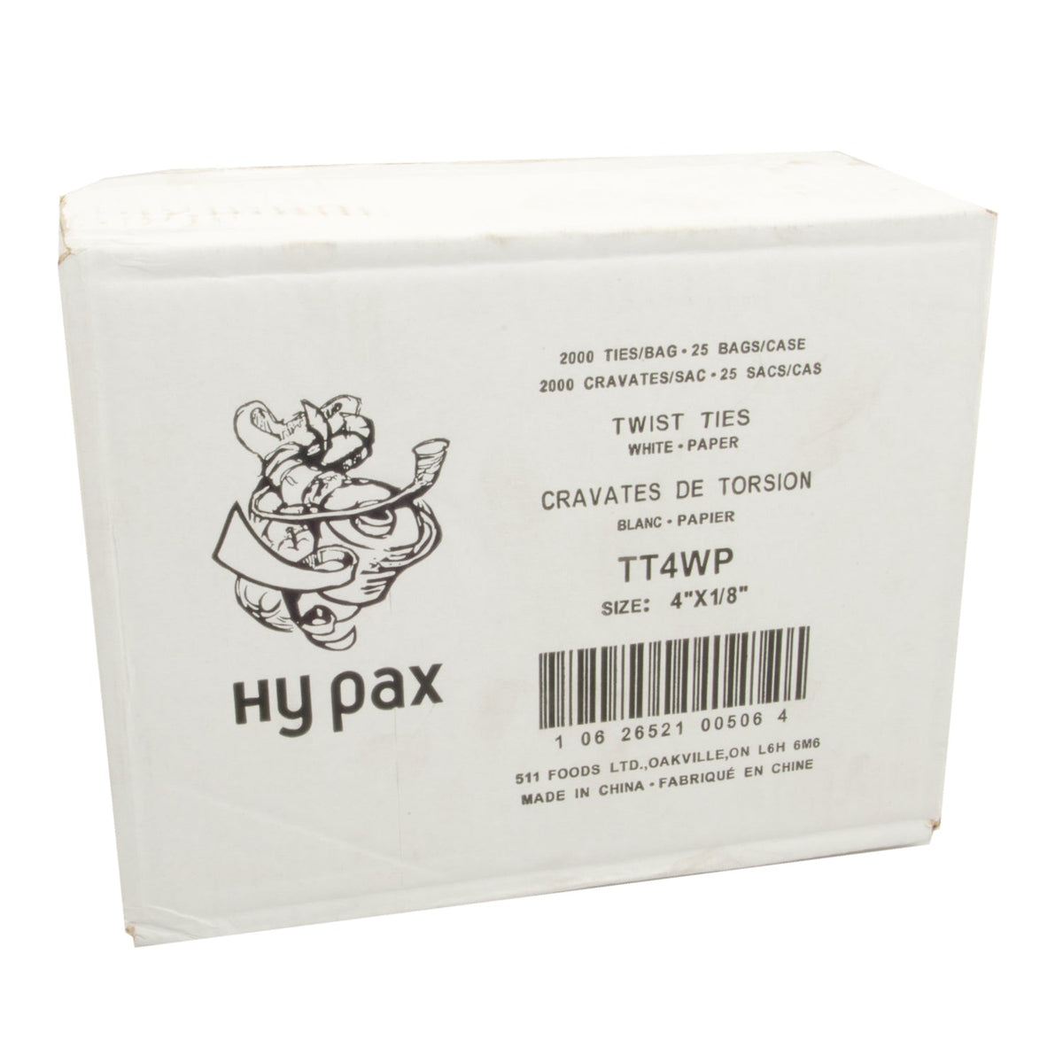 Hy-five 4in Twist Ties White 2000 ct