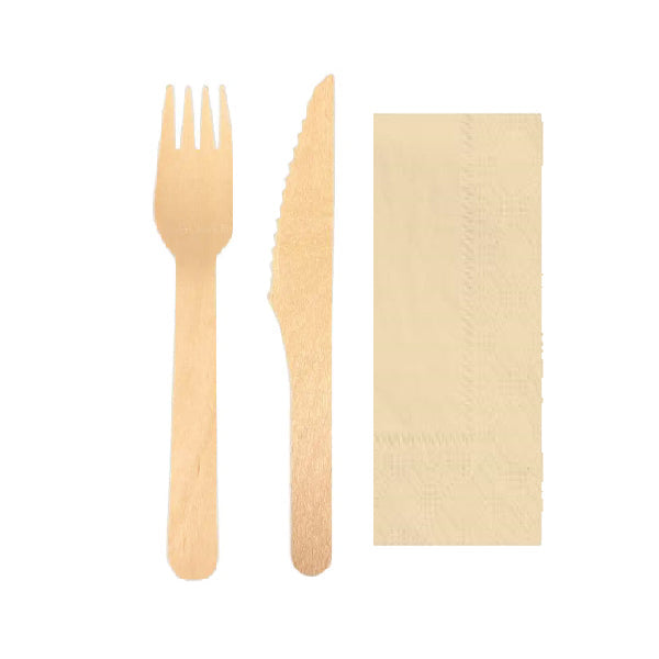 ECO+ Birch Fork & Knife w/ Napkin 2 Ply 500 ct