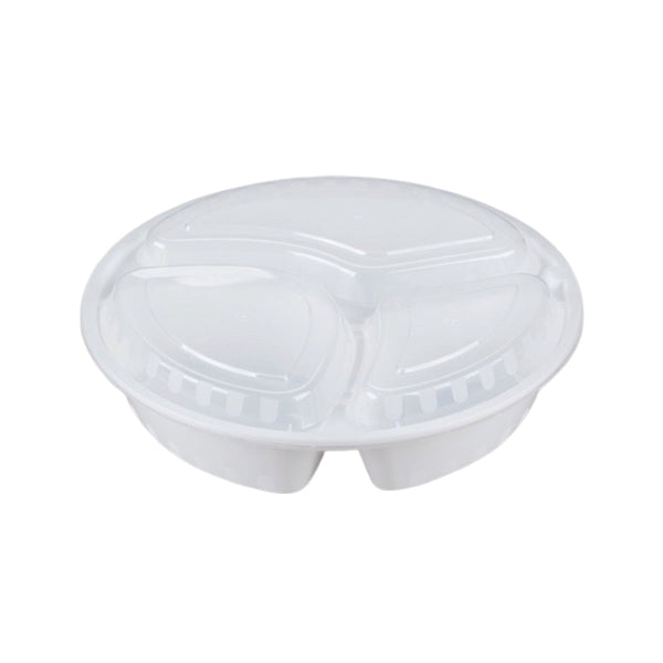 E2e Foodpack Round 3 Compartment Food Container 48 oz 150 ct