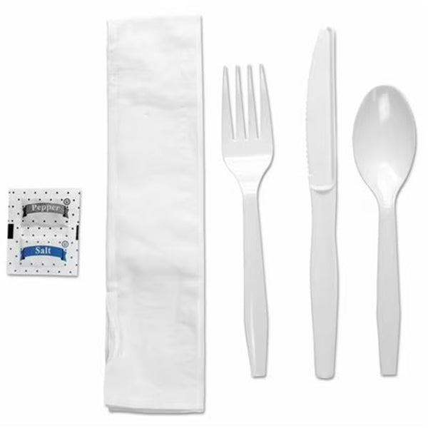 E2e Foodpack Fork Knife Spoon Napkin Salt and Pepper Cutlery 250 ct