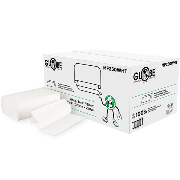 Globe Multifold Towel White Paper 250 Sheet