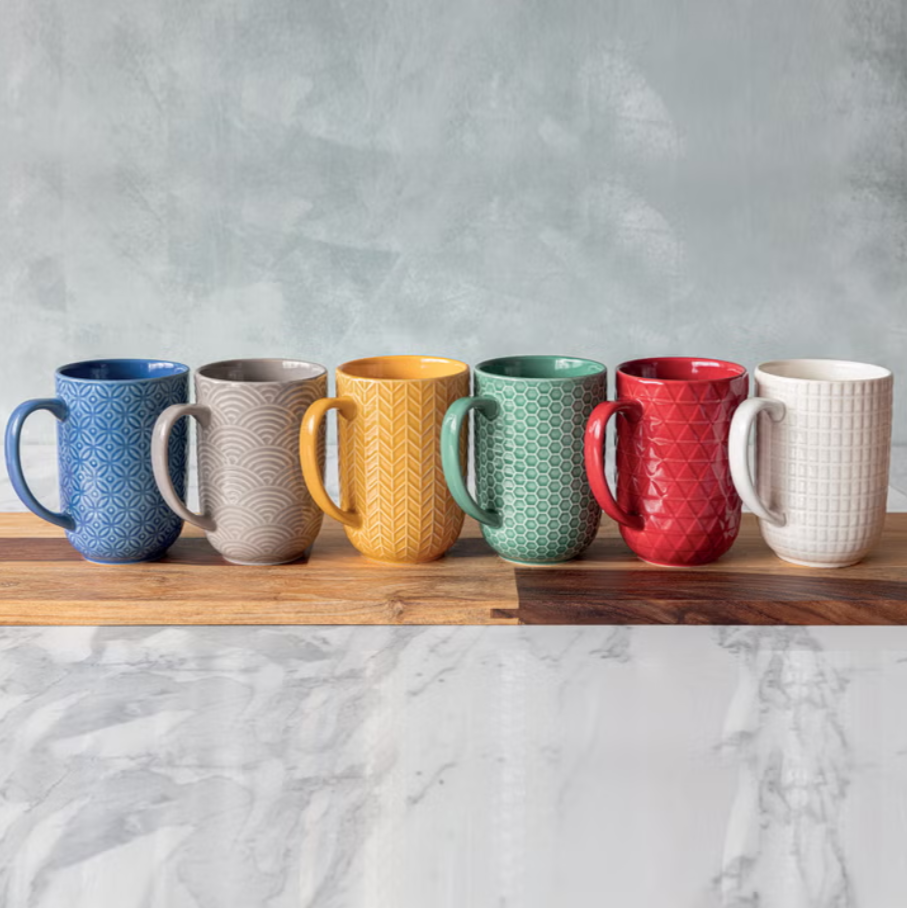 over&back Stoneware 488 mL (16.5 oz) Mug Set, 6-piece