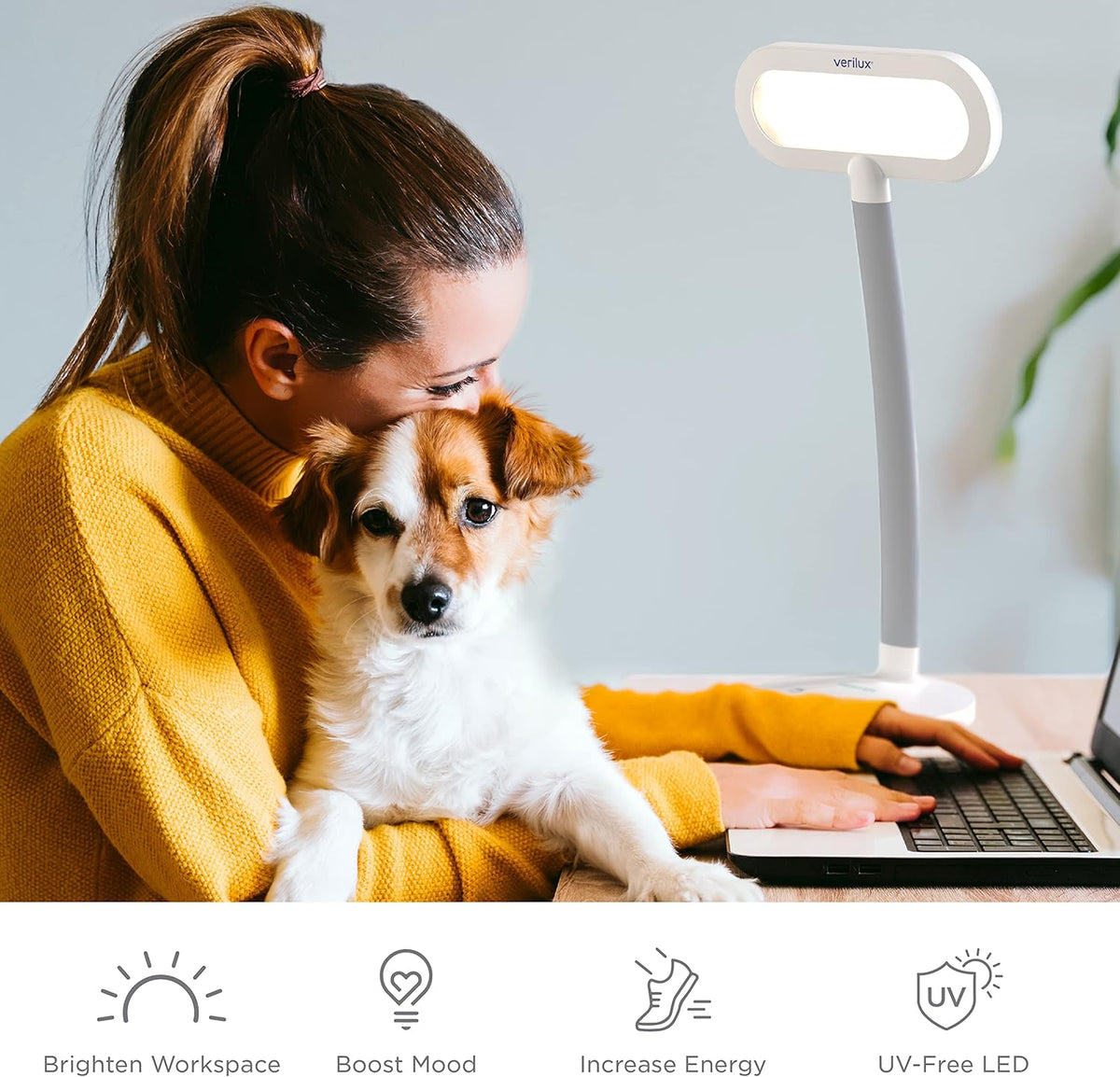 Verilux HappyLight Duo - 2-in-1 Light Therapy & Task Desk Lamp