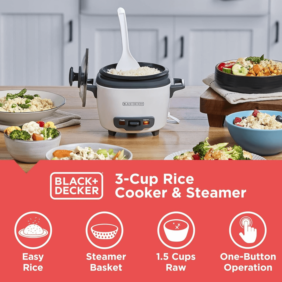 BLACK+DECKER 3-CUP RICE COOKER #RC503