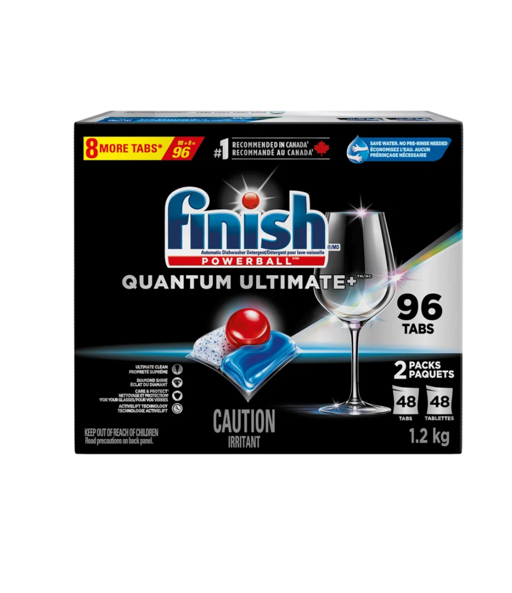 Finish Quantum Ultimate+ Dishwasher Detergent, 96 Tablets