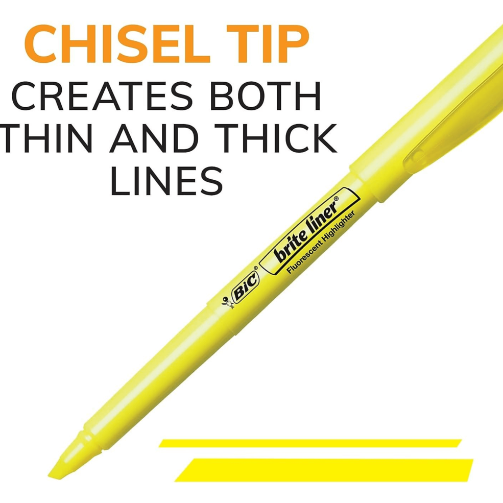 BIC HIGHLIGHTERS - CHISEL TIP 5PCS