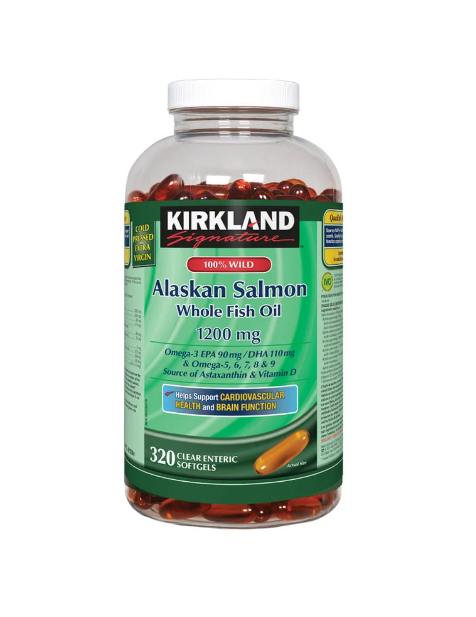 Kirkland Signature 100% Wild Alaskan Salmon Whole Fish Oil, 320 Softgels