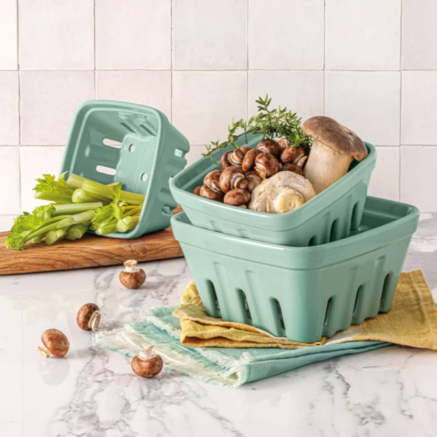over&back Stoneware Basket Set, 3-pieces