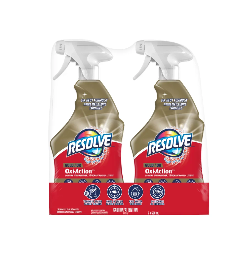 Resolve Gold Oxi-Action Laundry Stain Remover Trigger, 2 Pack ( 2 x 550 mL)