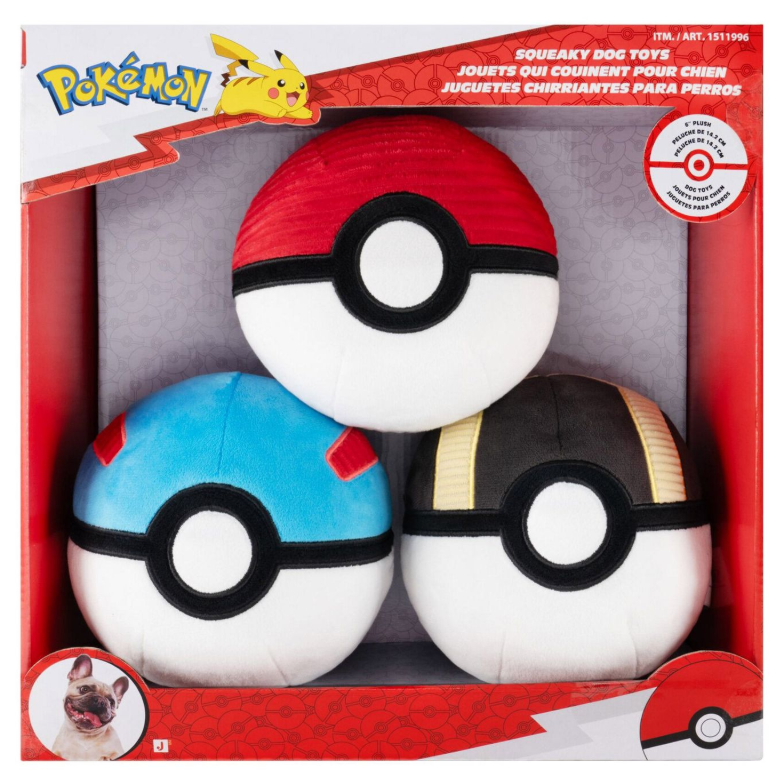 Pokémon , Squeaky Dog Toys, 3-count , Red