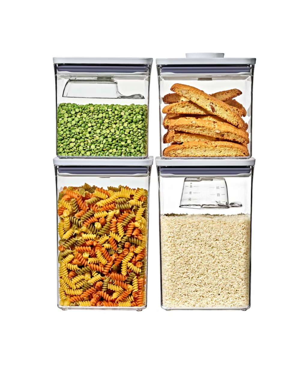 OXO SoftWorks 4-piece POP Container Set with Rice Measuring Cup & Scoop