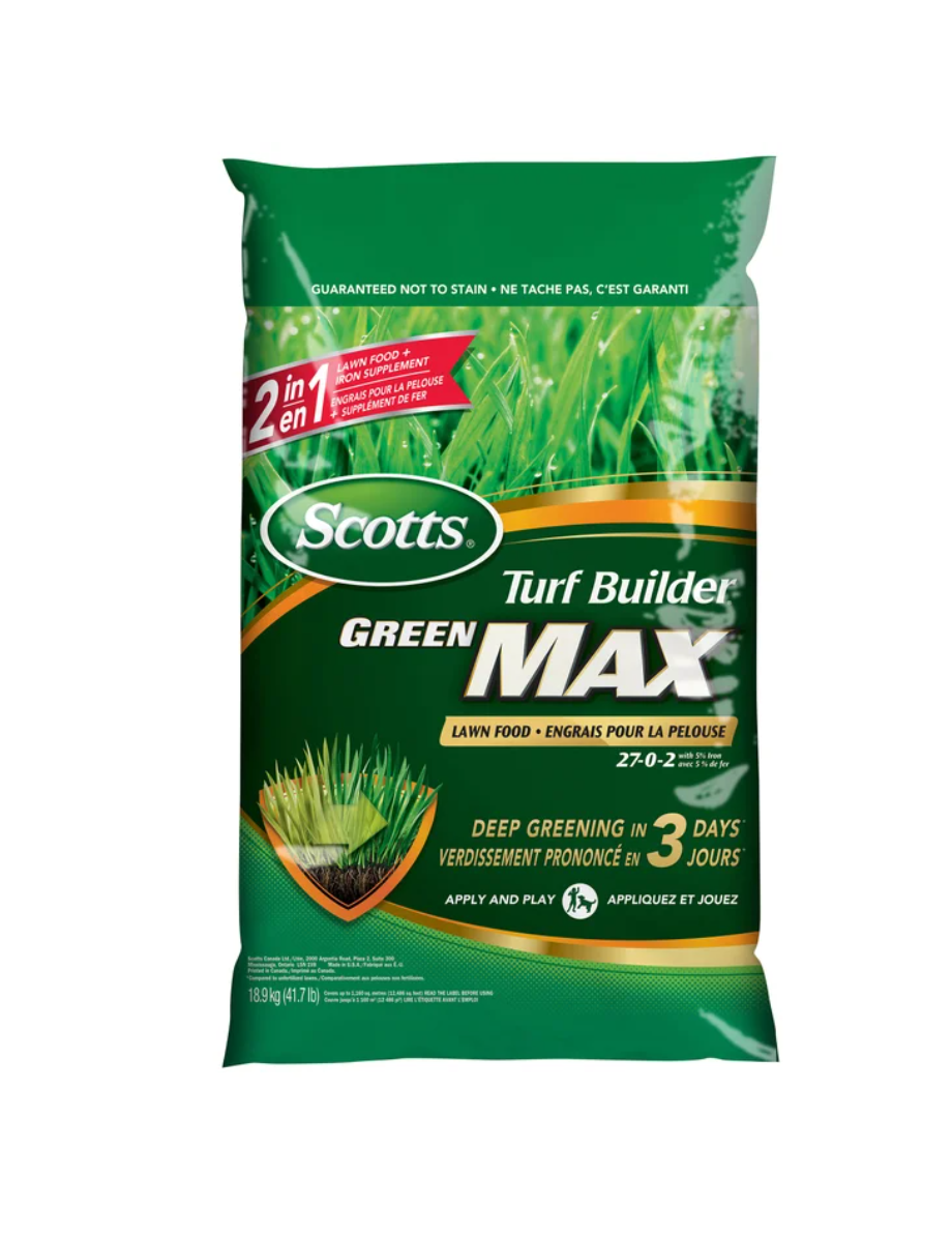 Scotts Turf Builder Green MAX Lawn Food 27-0-2 with 5% Iron 1160m2 18.9 kg
