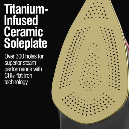 CHI 13101C Steam Iron for Clothes with Titanium Infused Ceramic Soleplate - Blemished package with full warranty