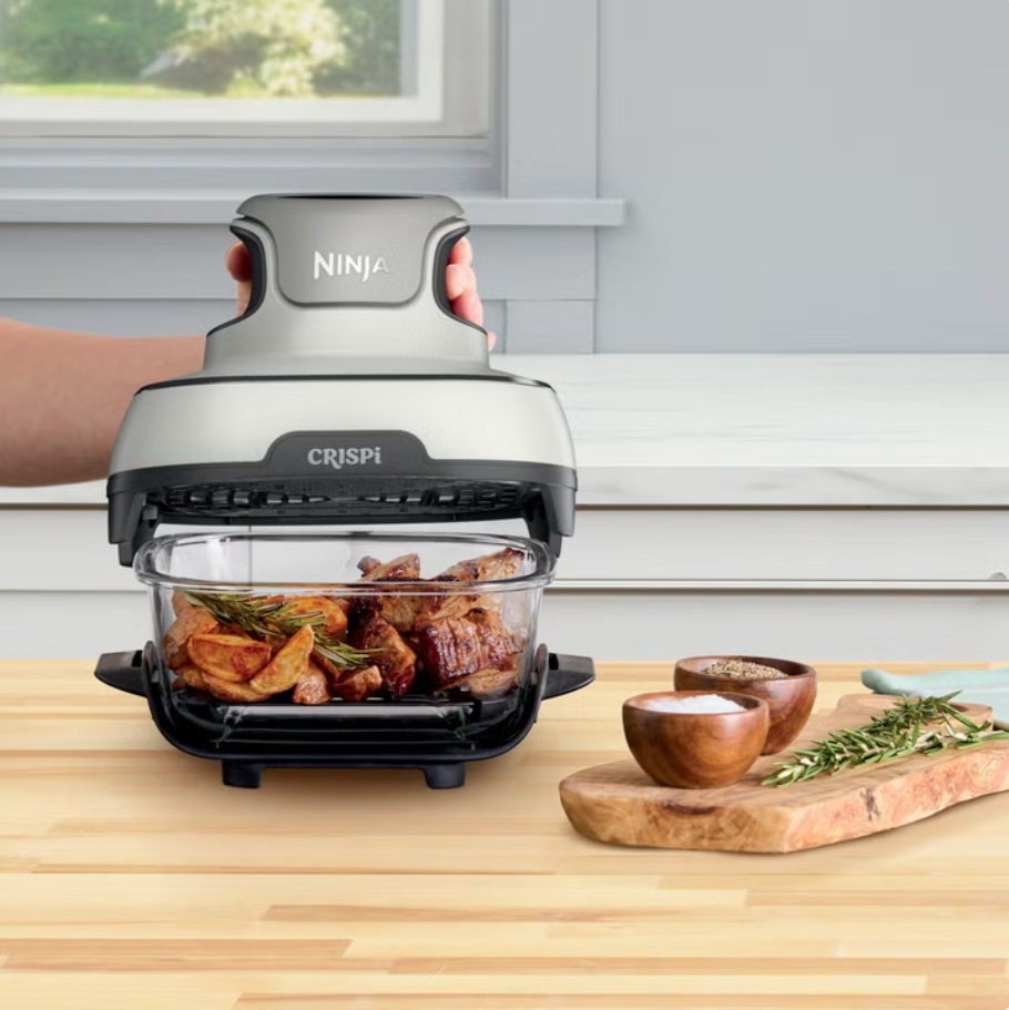 Ninja Crispi 5-in-1 Portable Glass Air Fry Cooking System, 3 Containers and Cover