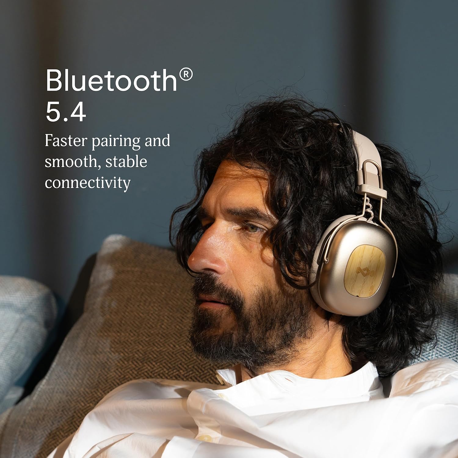 House of Marley Positive Vibration Rebel Wireless ANC Headphones - Over Ear Bluetooth Earphones with Adaptive Noise Cancelling, 130 H Playtime, IPX5, Sustainable Materials