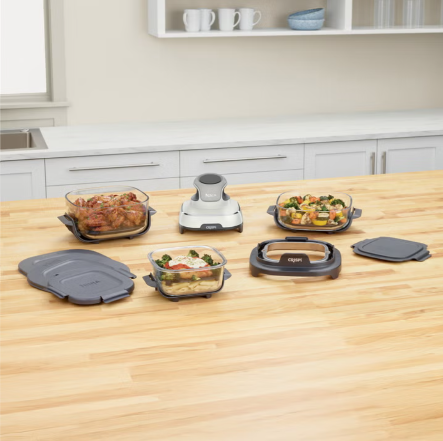 Ninja Crispi 5-in-1 Portable Glass Air Fry Cooking System, 3 Containers and Cover
