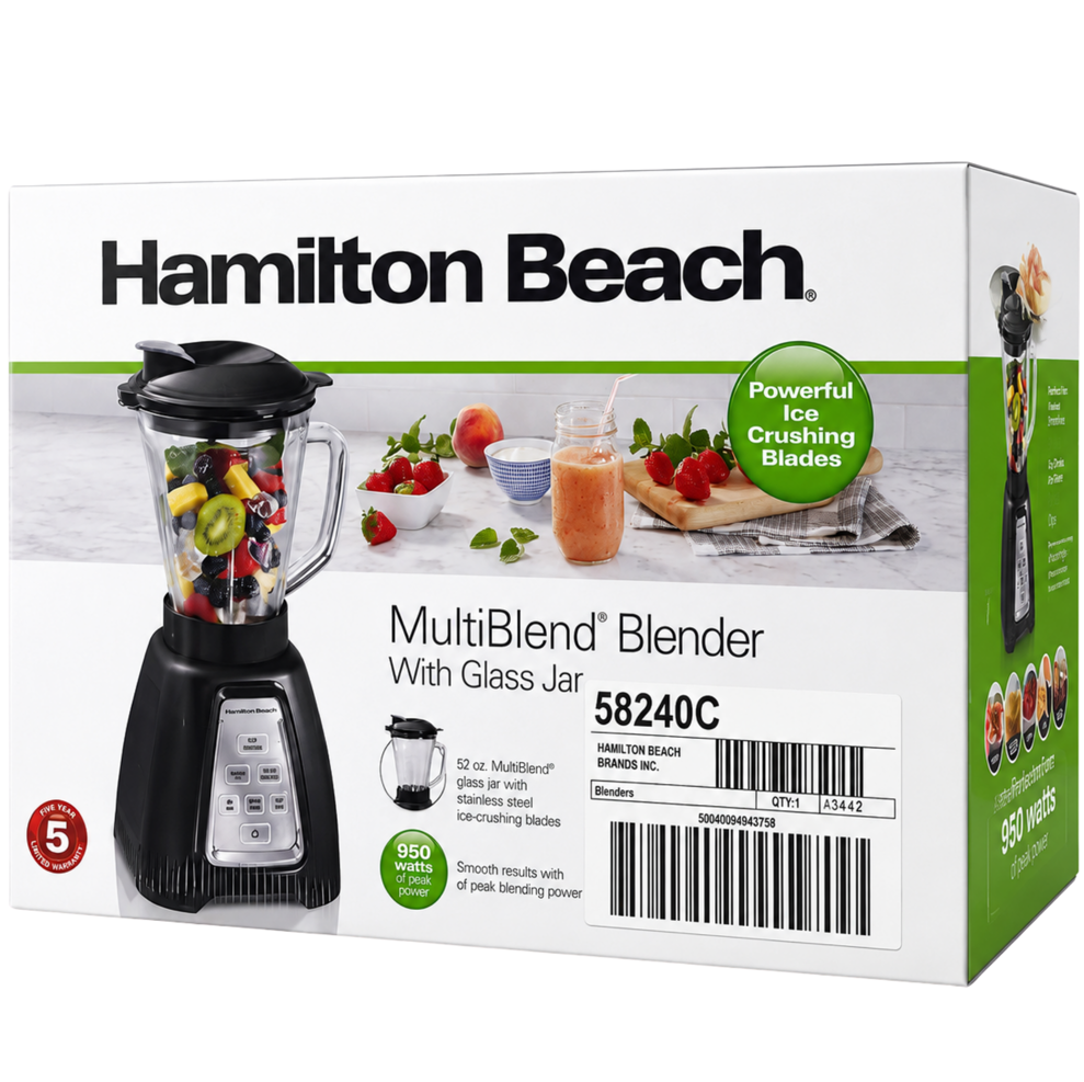 HAMILTON BEACH MULTIBLEND BLENDER WITH GLASS JAR #58240C