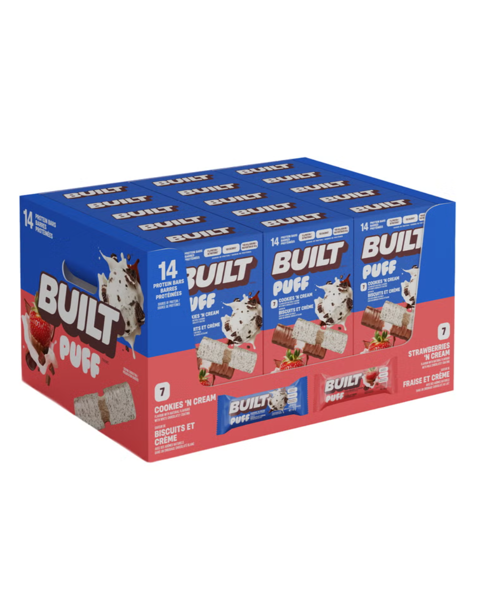 Built Puff Protein Bars, Cookies 'N Cream and Strawberries 'N Cream, 14 × 40 g