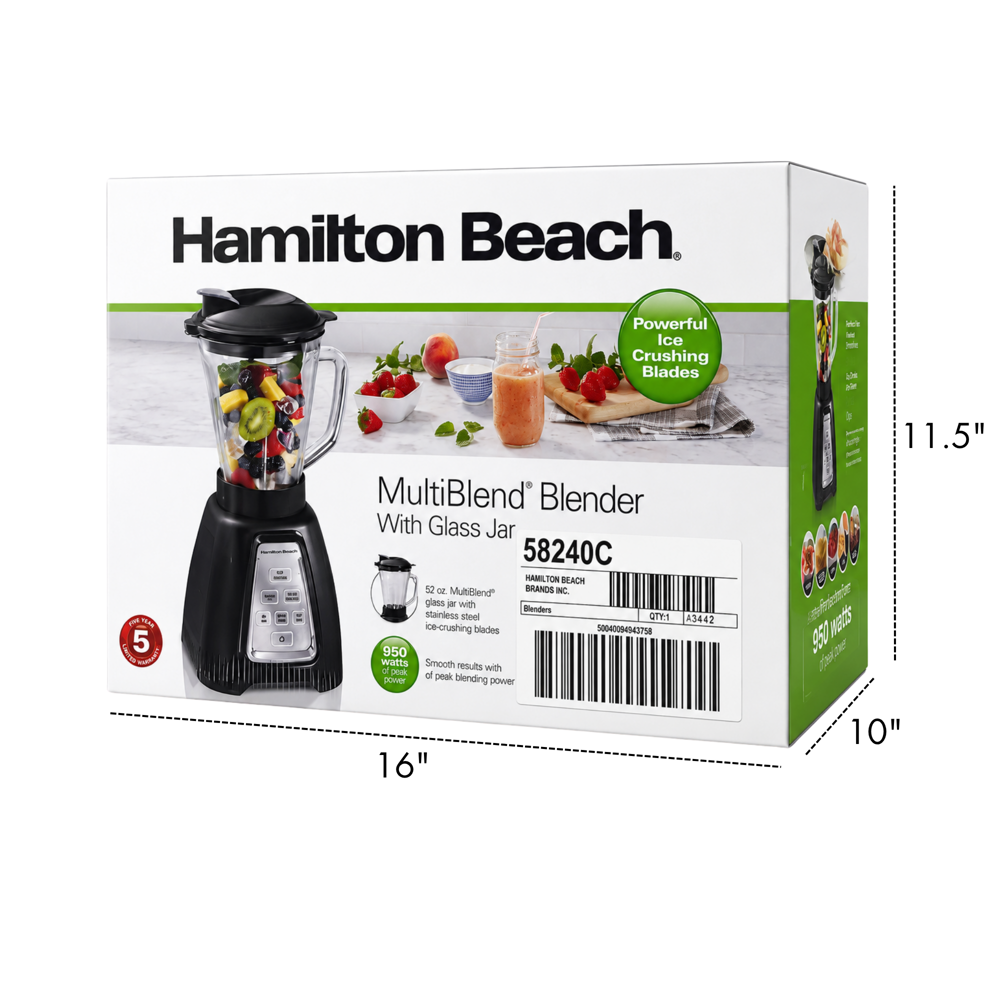 HAMILTON BEACH MULTIBLEND BLENDER WITH GLASS JAR #58240C