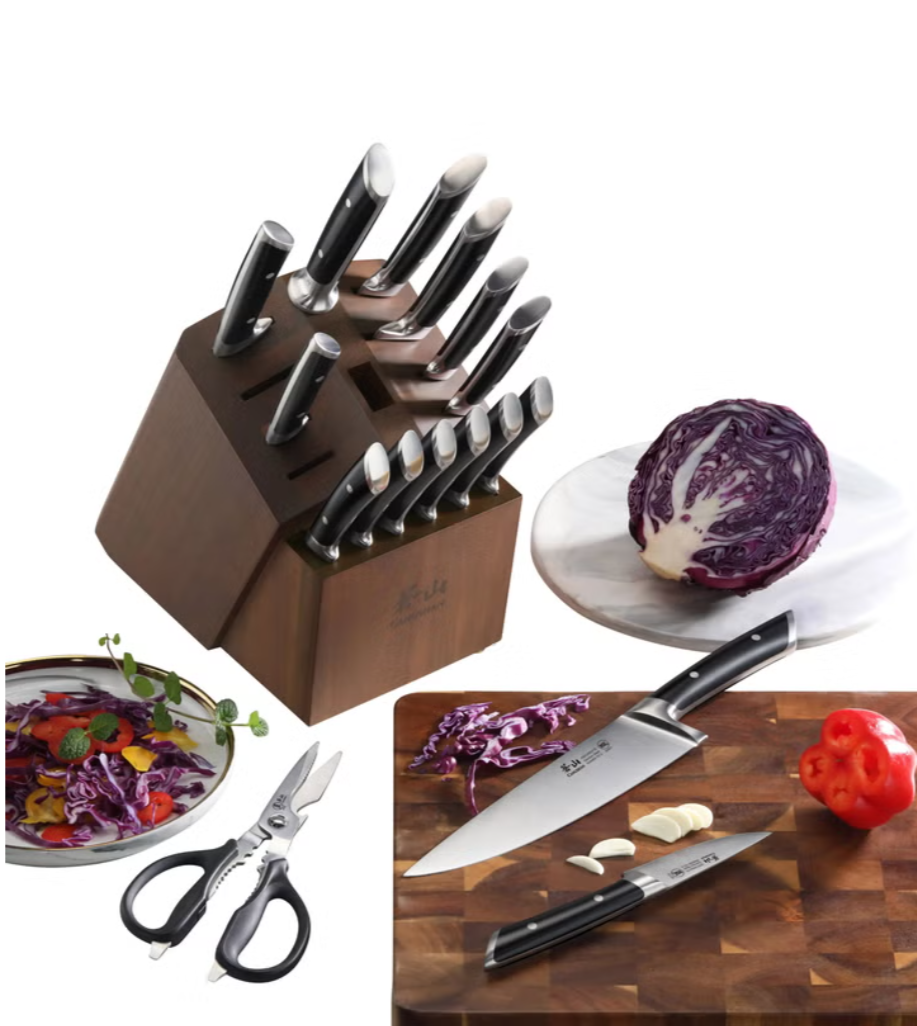 Cangshan Rainier Series German Steel Forged Knife Block Set, 17-piece