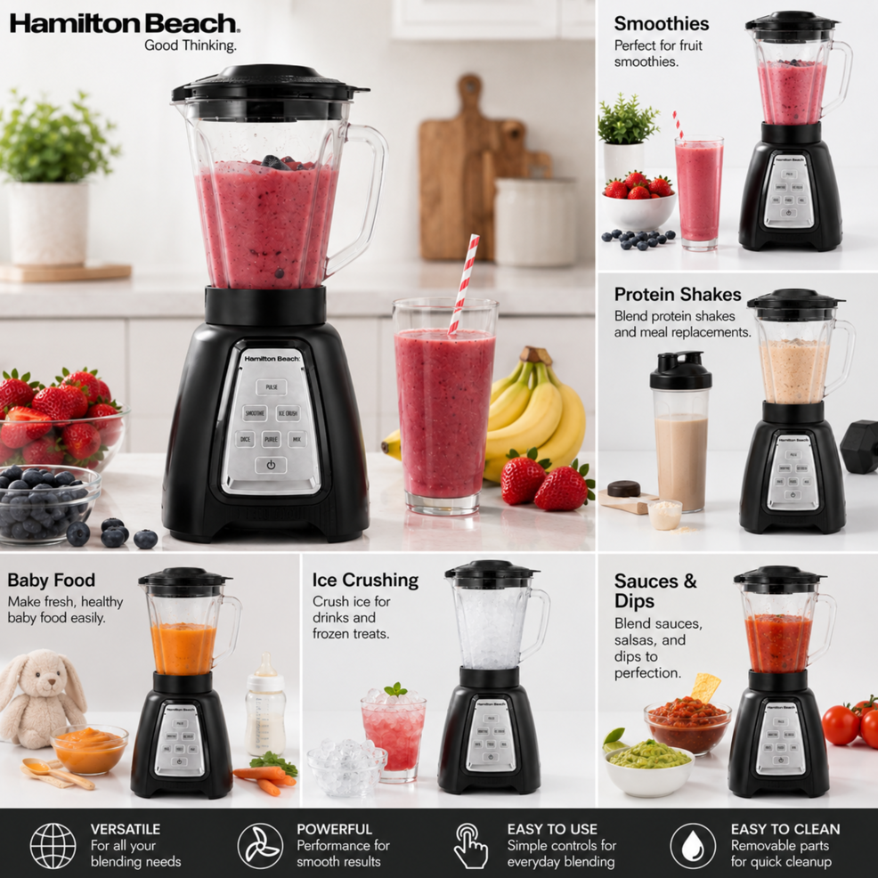 HAMILTON BEACH MULTIBLEND BLENDER WITH GLASS JAR #58240C