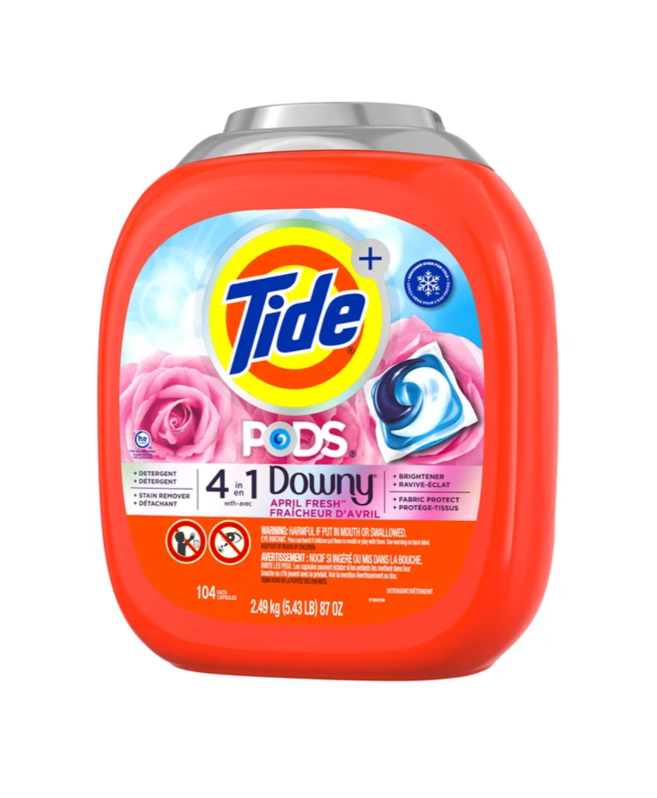 Tide PODS with Downy, Liquid Laundry Detergent Pacs, April Fresh, 104-count