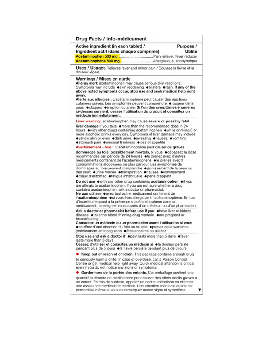 Kirkland Signature Acetaminophen Easy Tab 500mg 400 tablets