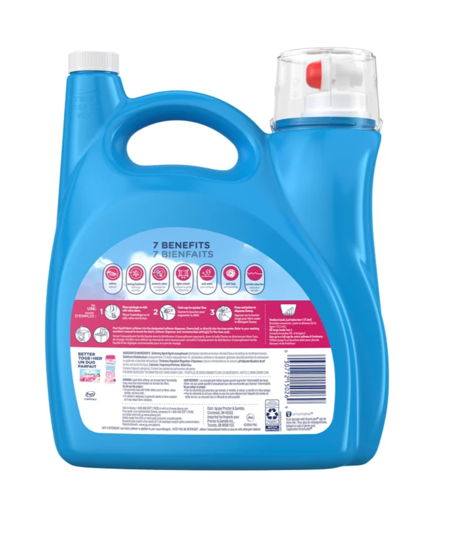 Downy Soft Liquid Fabric Softener April Fresh 4.35 L, 251 Loads