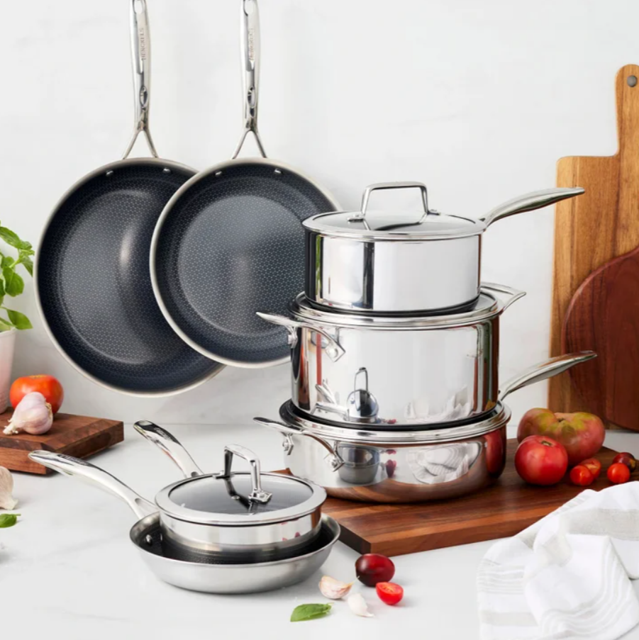 HENCKELS Paradigm Hybrid Ceramic Non-Stick Tri-ply Clad Cookware Set, 11-piece