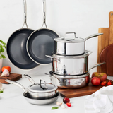HENCKELS Paradigm Hybrid Ceramic Non-Stick Tri-ply Clad Cookware Set, 11-piece