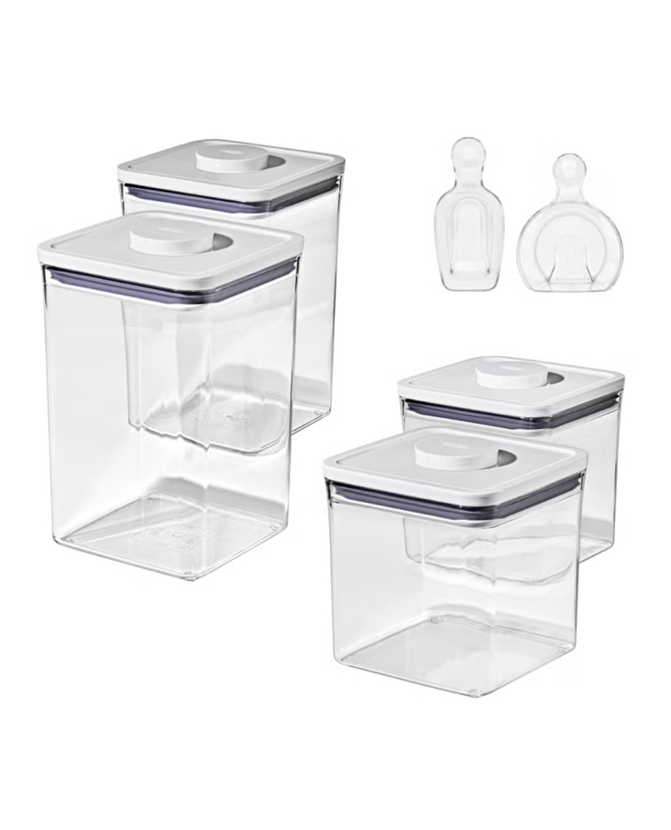 OXO SoftWorks 4-piece POP Container Set with Rice Measuring Cup & Scoop
