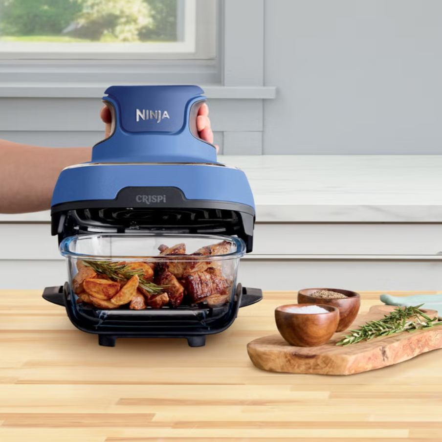 Ninja Crispi 5-in-1 Portable Glass Air Fry Cooking System, 3 Containers and Cover