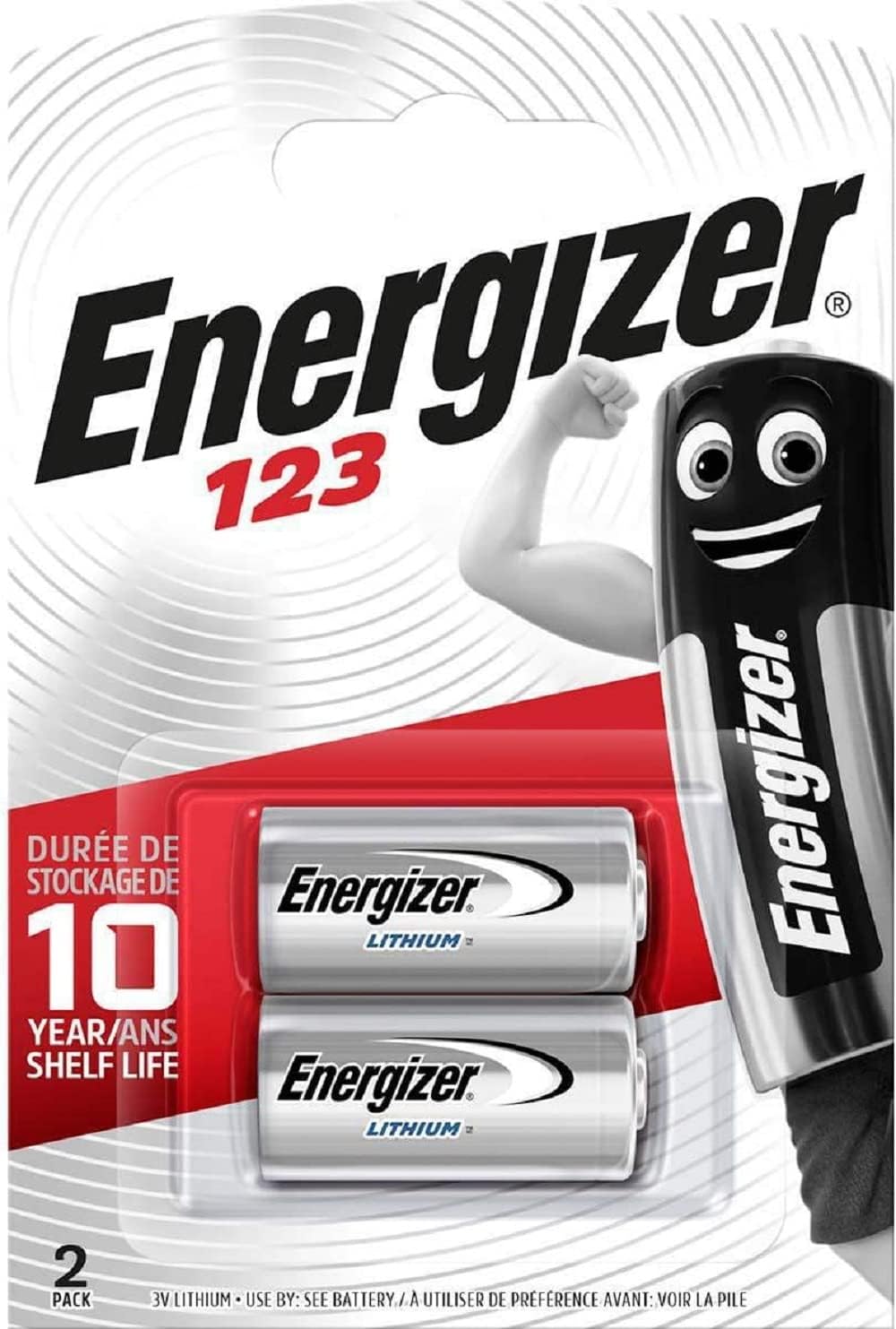 Energizer 123 Lithium 3-Volt Battery, 2-Pack