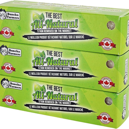 (3-Pack) Buncha Farmers-The Best-100% All Natural, Biodegradable, Environmentally Friendly Stain Remover Stick (Made in Canada 1.76 oz)