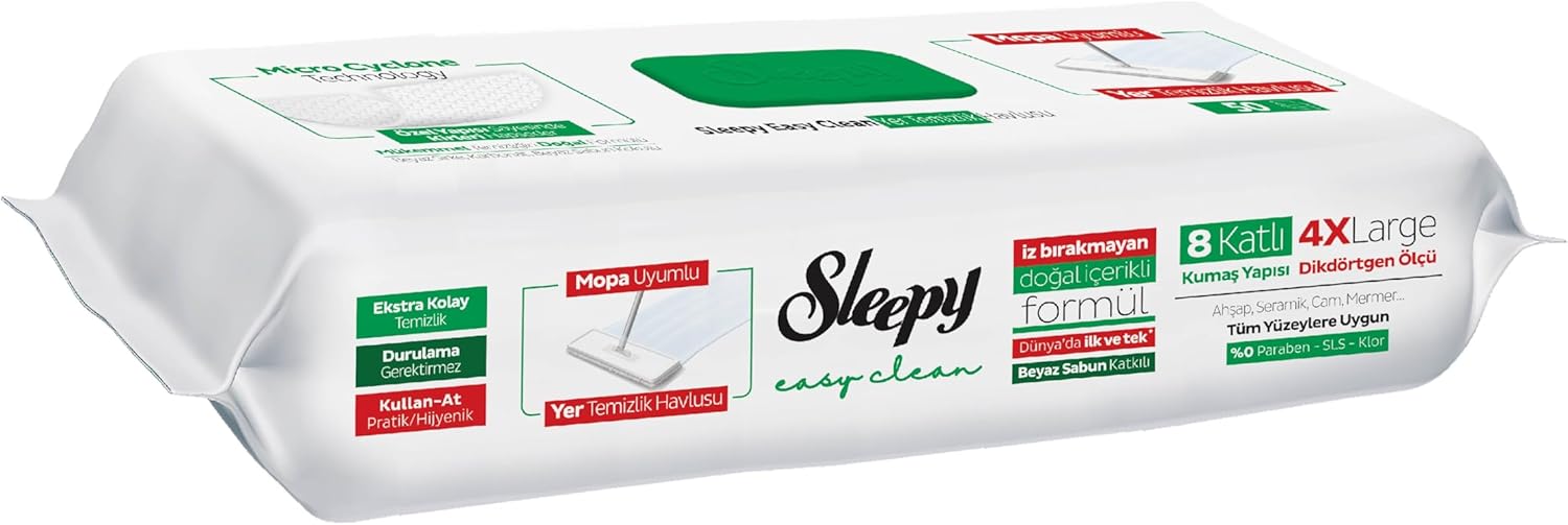 Sleepy Easy Clean White Soap Additive Mopa Compatible Floor Cleaning Towel, 50 Sheets